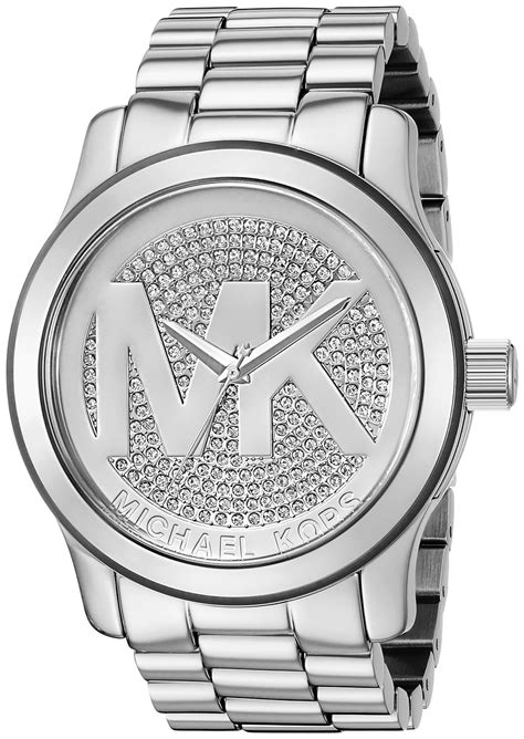 michael kors white watch with rhinestones|silver mk watch.